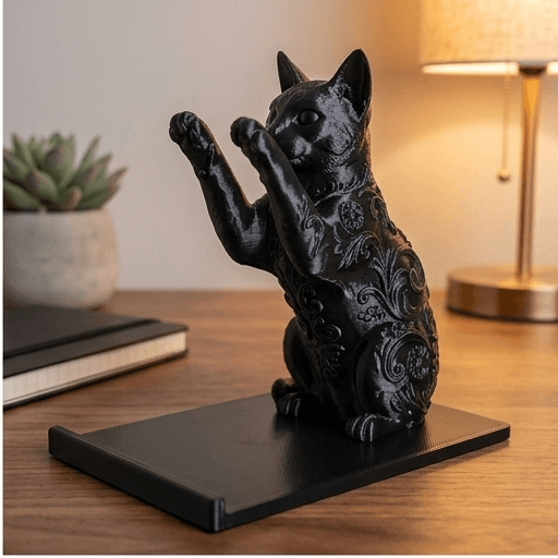 オシキャットのルネサンス肖像画スマホスタンド(シルクブラック) 2