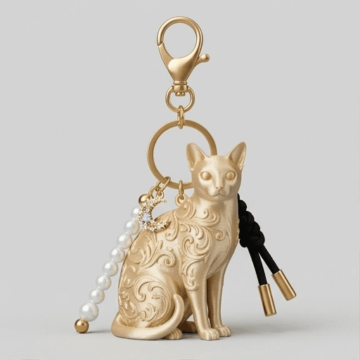 Tonkinese Renaissance Portrait Keychain (Silky Gold)