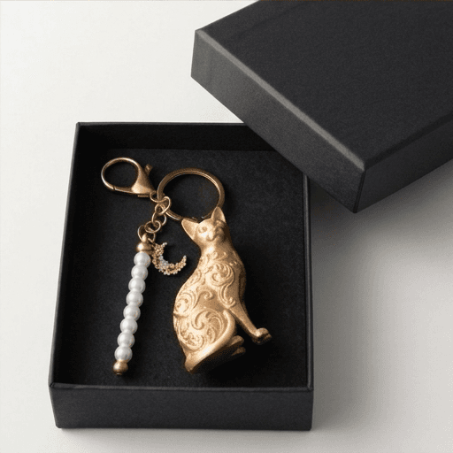 Tonkinese Renaissance Portrait Keychain (Silky Gold) 4