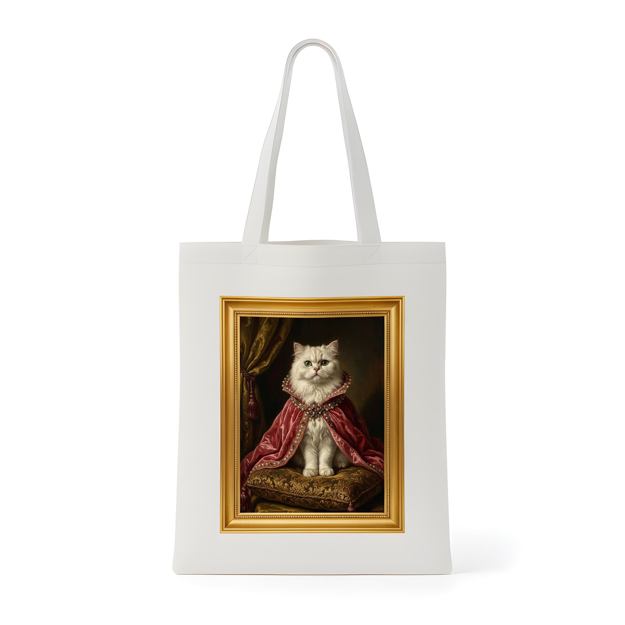 ペルシャ猫のルネサンス肖像画トートバッグ(カラープリント・額縁デザインあり)