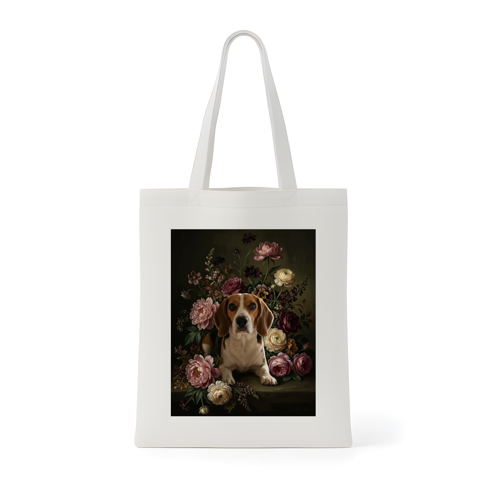 beagle Floral Oil-Painting Floral Tote Bag