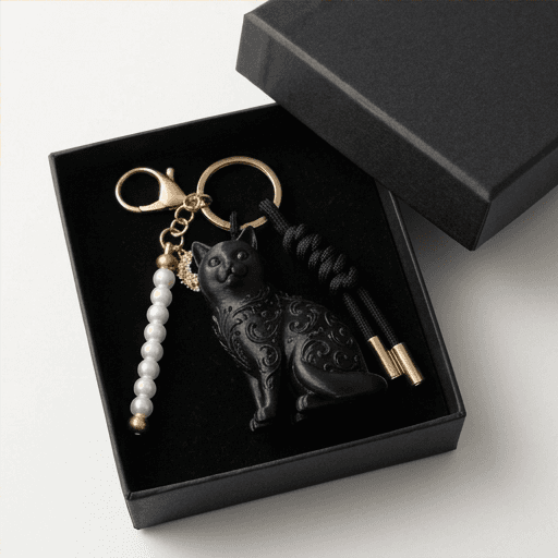 British Shorthair Renaissance Portrait Keychain (Silky Black) 4