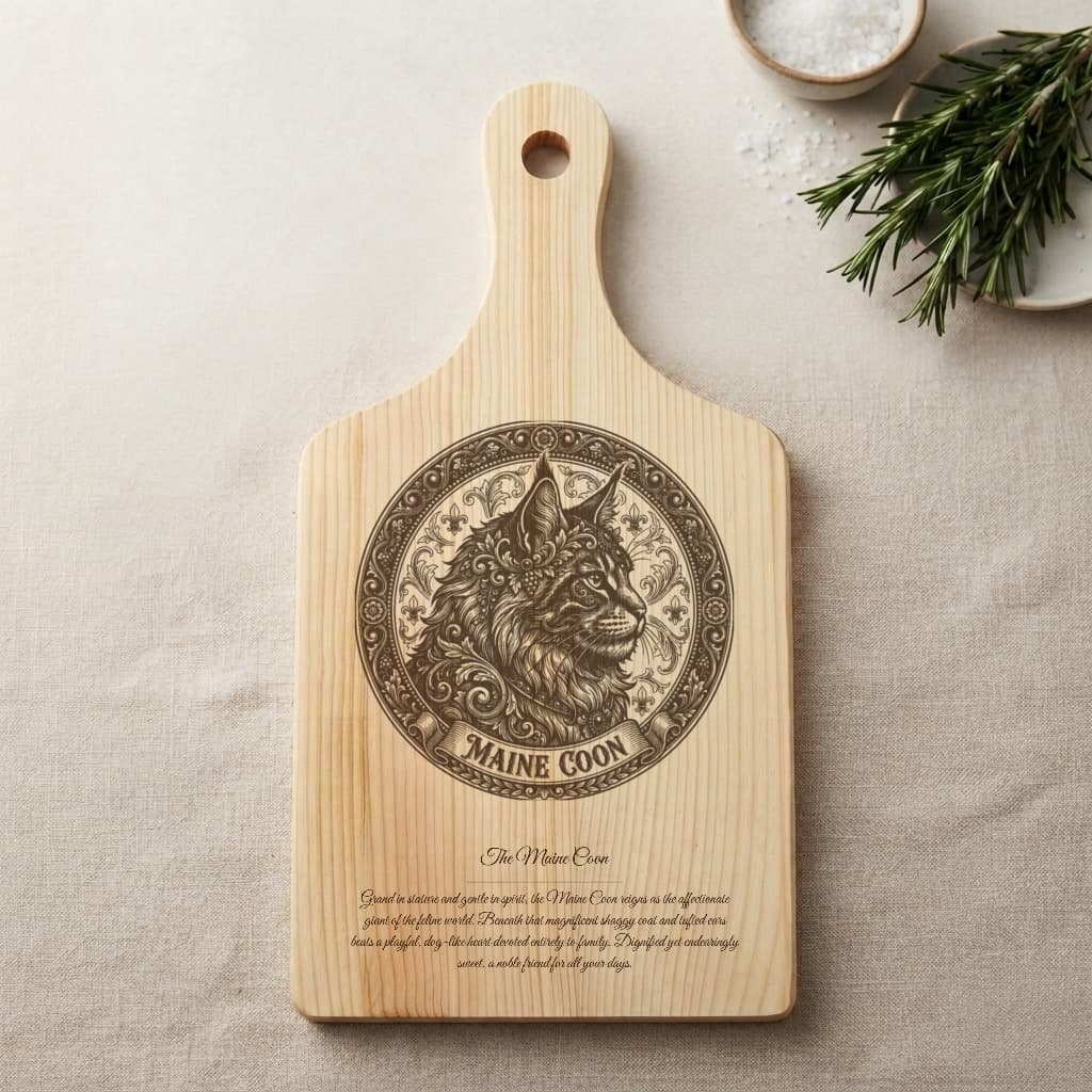 Maine Coon Renaissance Portrait Wooden Cutting Board