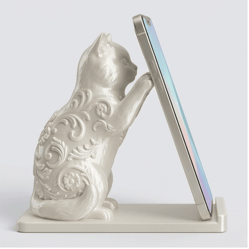 ヒマラヤンのルネサンス肖像画スマホスタンド(シルクホワイト)