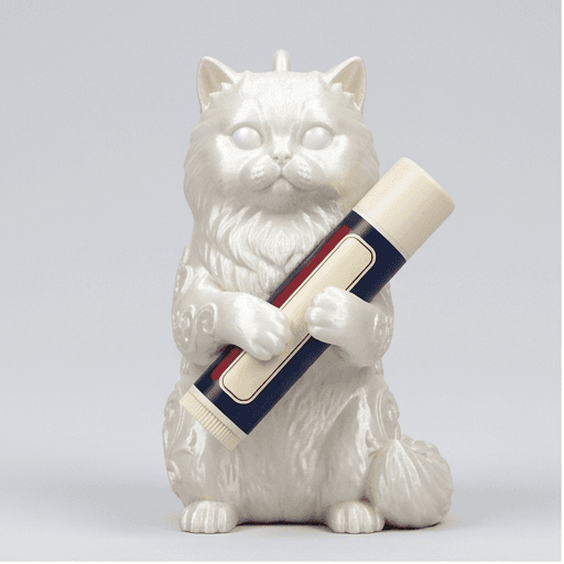 ペルシャ猫のルネサンス肖像画リップケース(シルクホワイト)