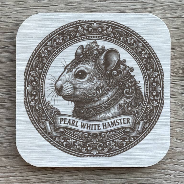 Pearl White hamster Renaissance Portrait Coaster Set