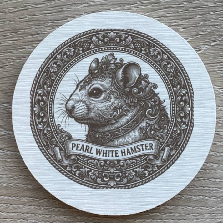 Pearl White hamster Renaissance Portrait Coaster Set 2