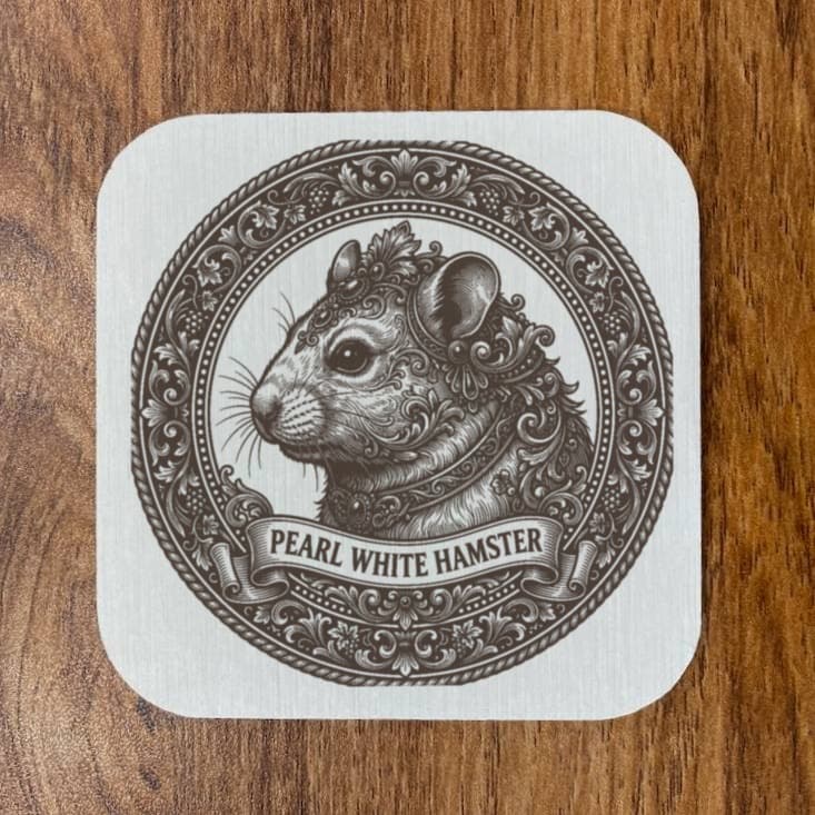 Pearl White hamster Renaissance Portrait Coaster Set 4
