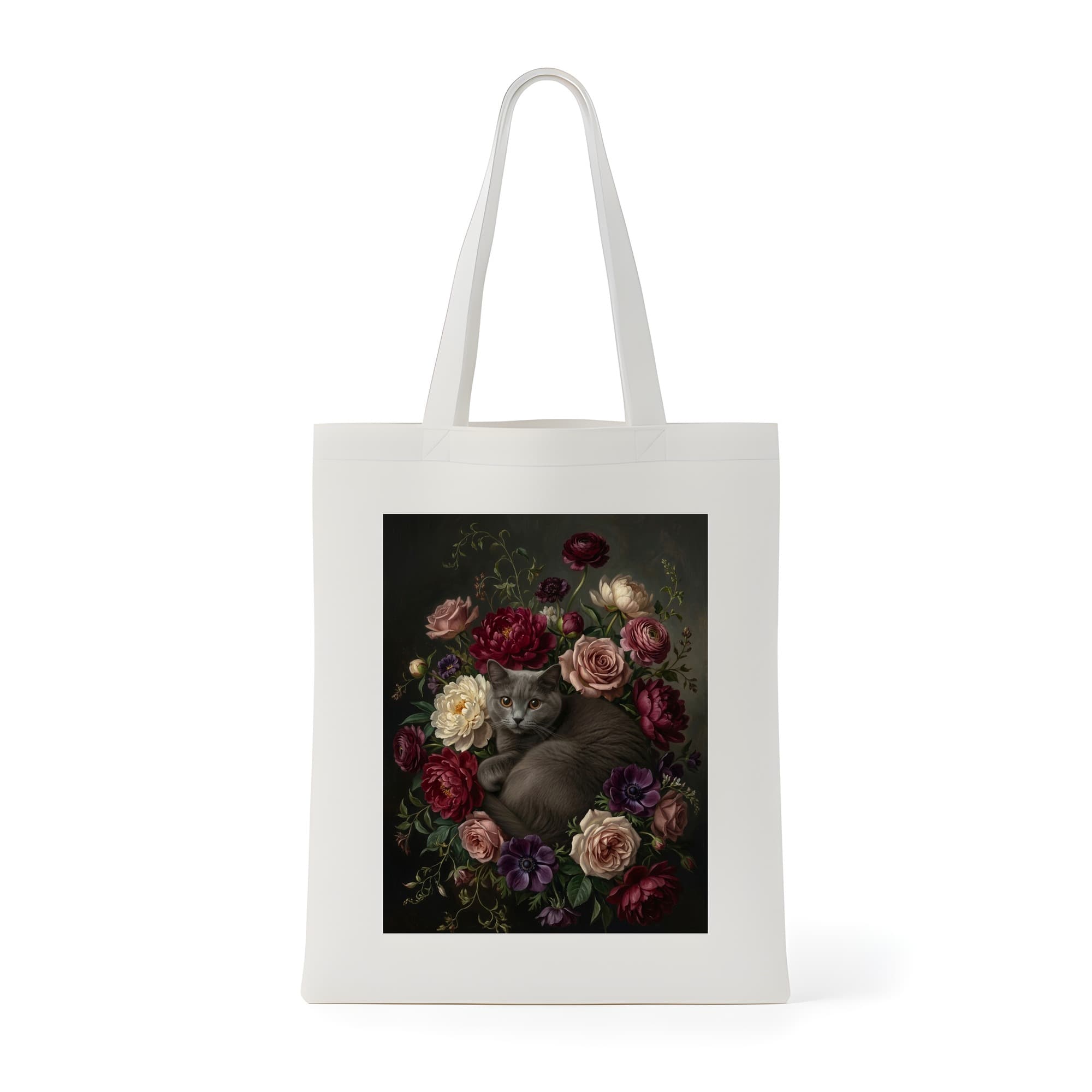 British Shorthair Floral Oil-Painting Floral Tote Bag