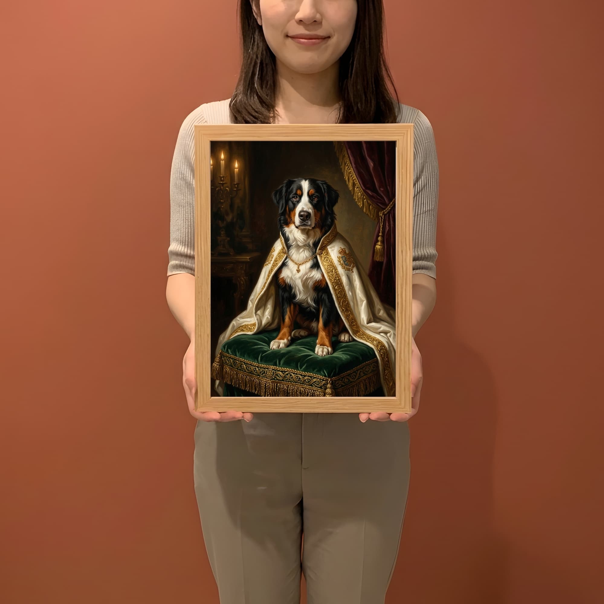 バーニーズマウンテンドッグのルネサンス肖像画額装プリント(A4サイズ) 2