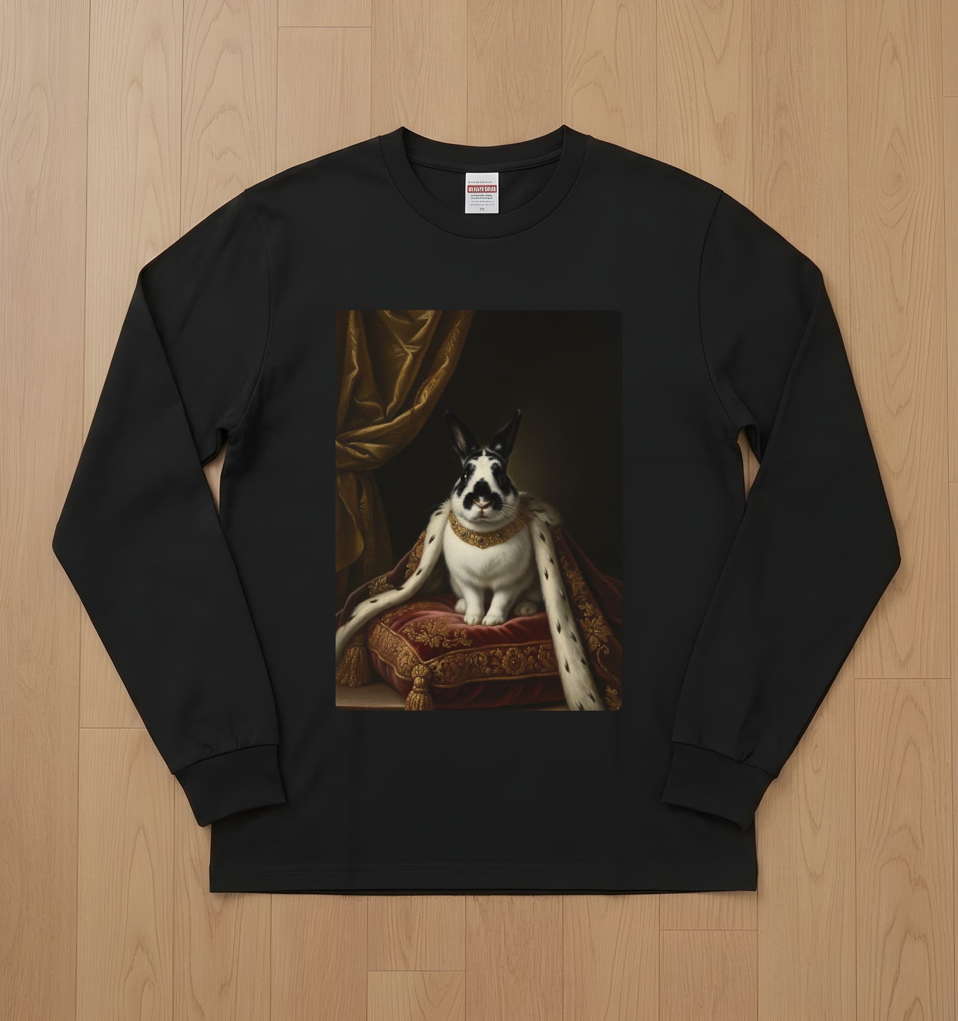 ダッチのルネサンス肖像画長袖Tシャツ(ブラック)