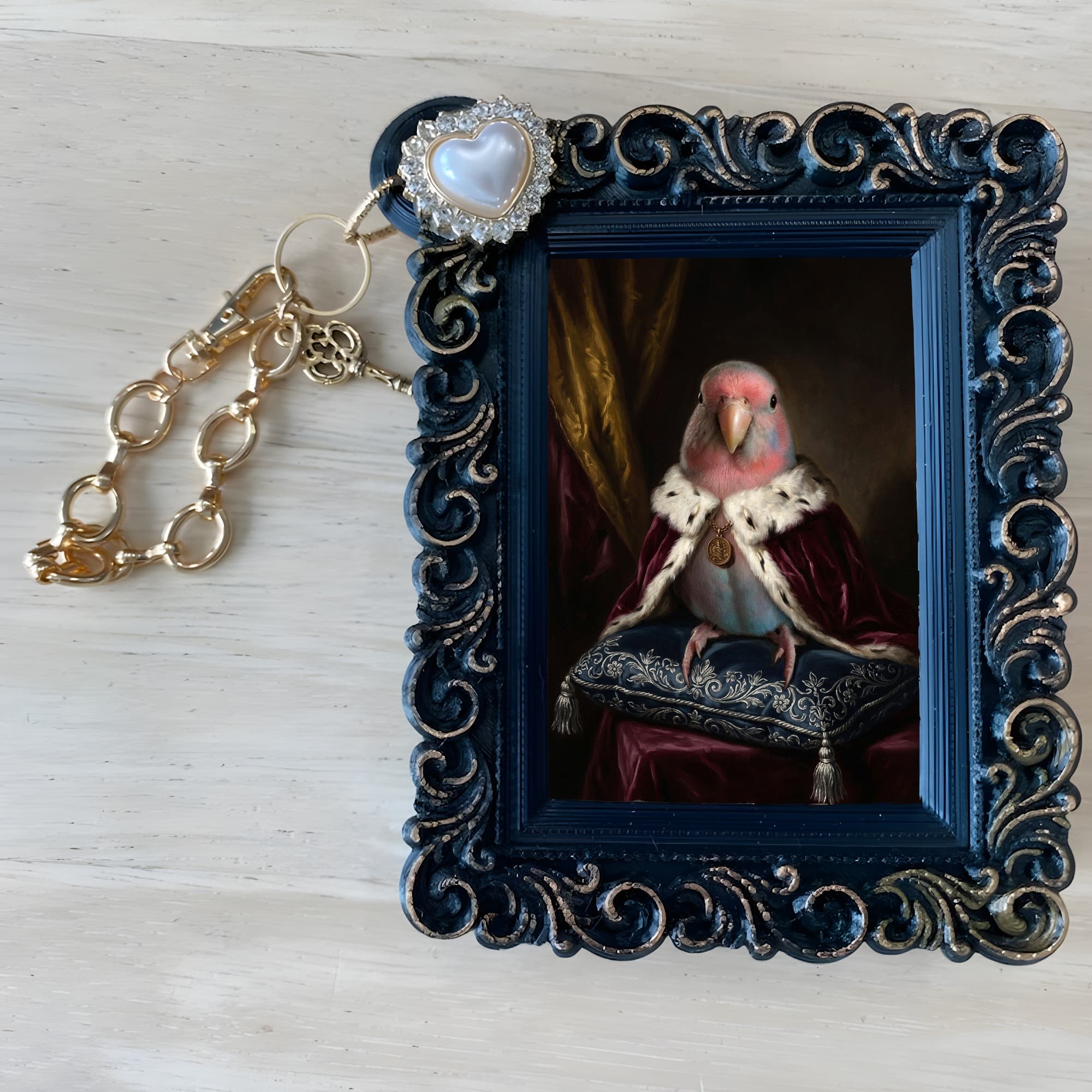 Bourke's Parakeet Renaissance Portrait Bag Charm (Black) 4