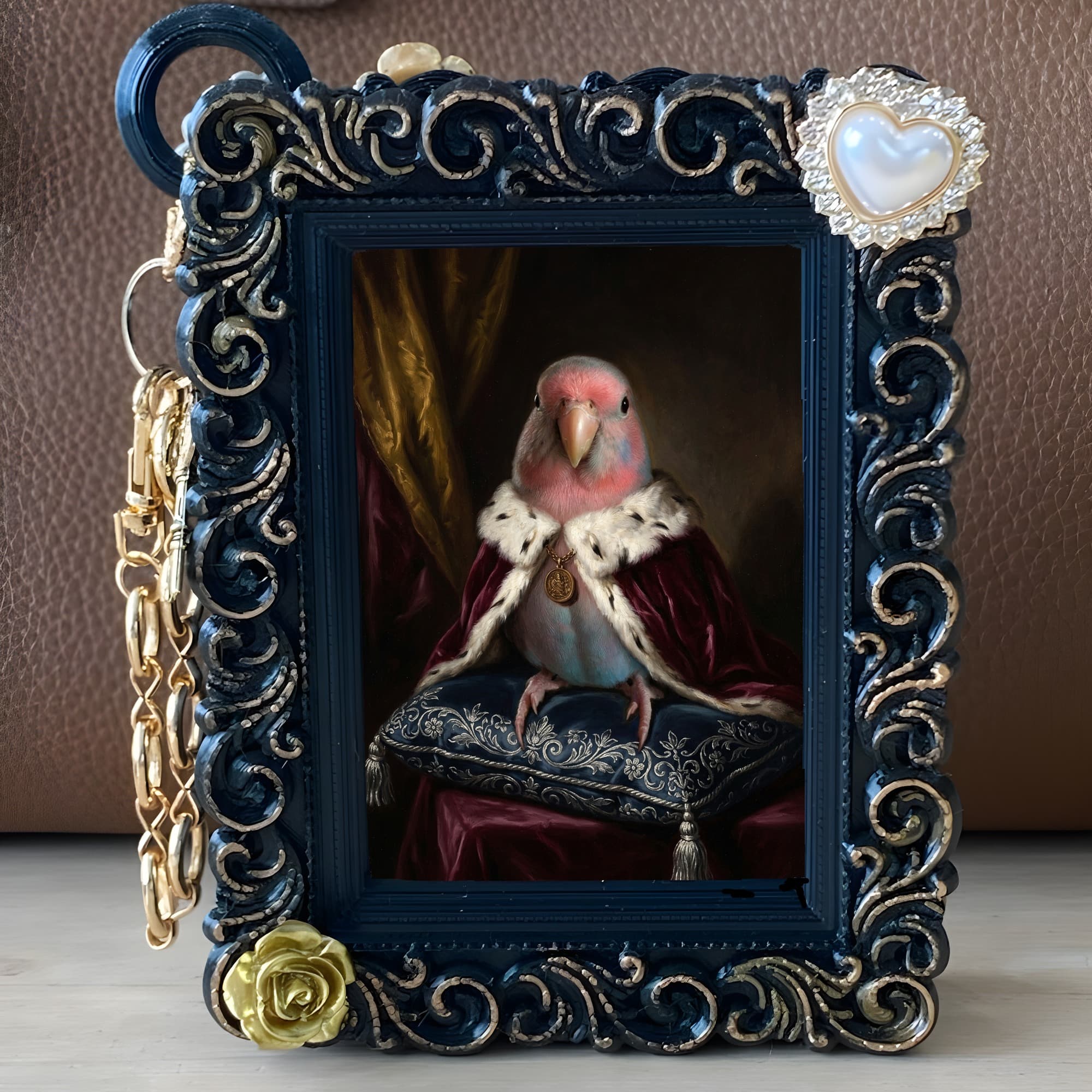 Bourke's Parakeet Renaissance Portrait Bag Charm (Black) 5