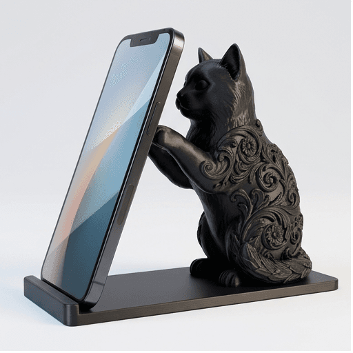 バーマンのルネサンス肖像画スマホスタンド(シルクブラック)