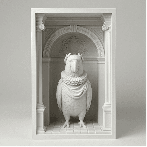 アカハラインコのルネサンス肖像画ブックヌーク