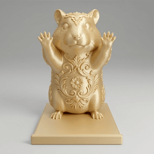 Djungarian hamster Renaissance Portrait Phone Stand (Silky Gold) 3