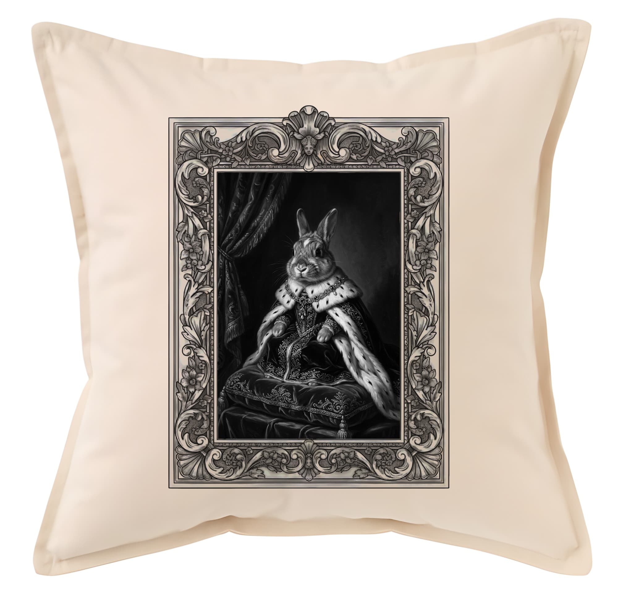 mixed breed rabbit Renaissance Portrait Throw Cushion (Framed Design)