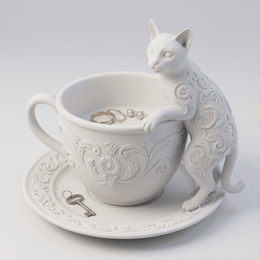 オシキャットのルネサンス肖像画アクセサリートレイ(マットホワイト)