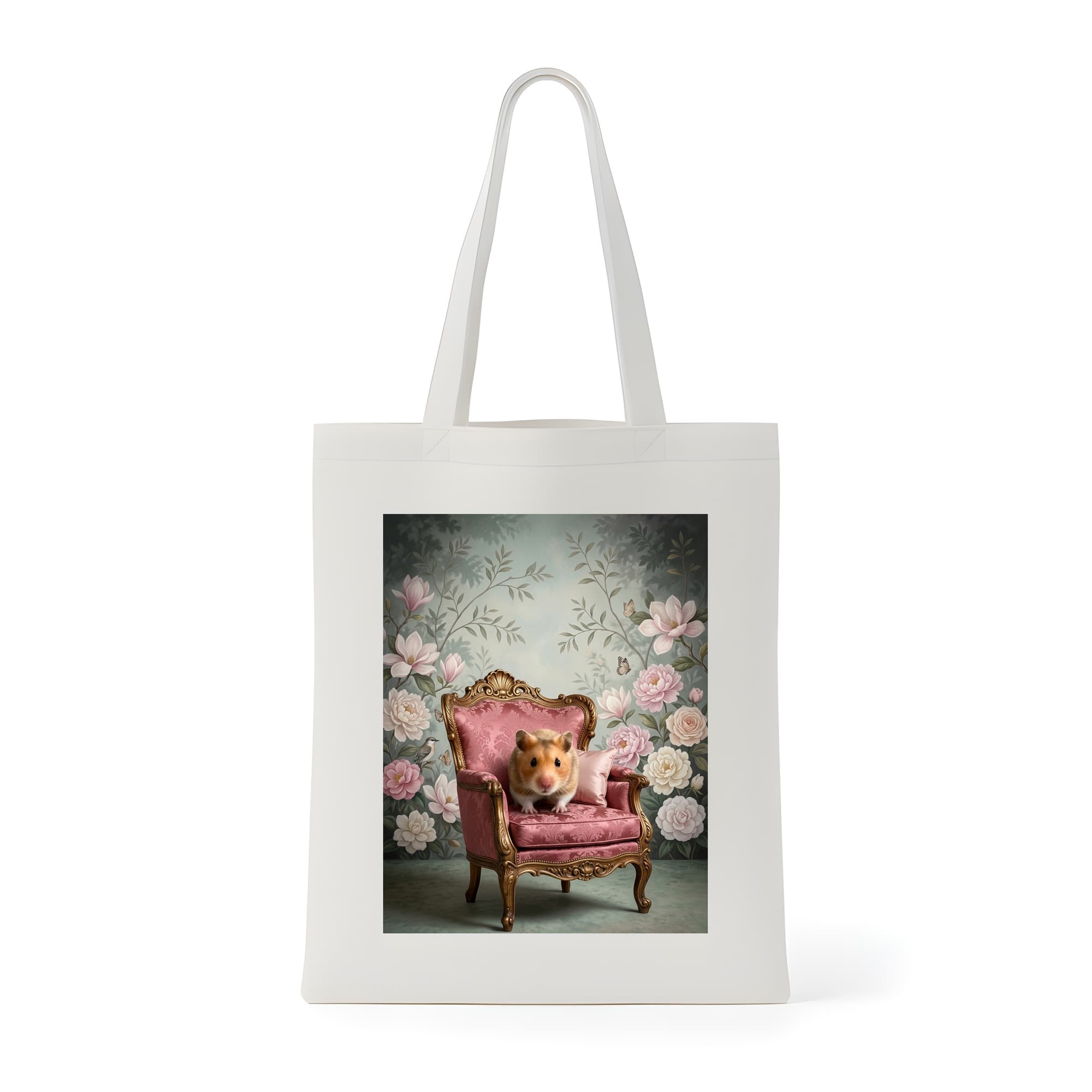Golden hamster Shabby Pink Oil-Painting Rococo Tote Bag