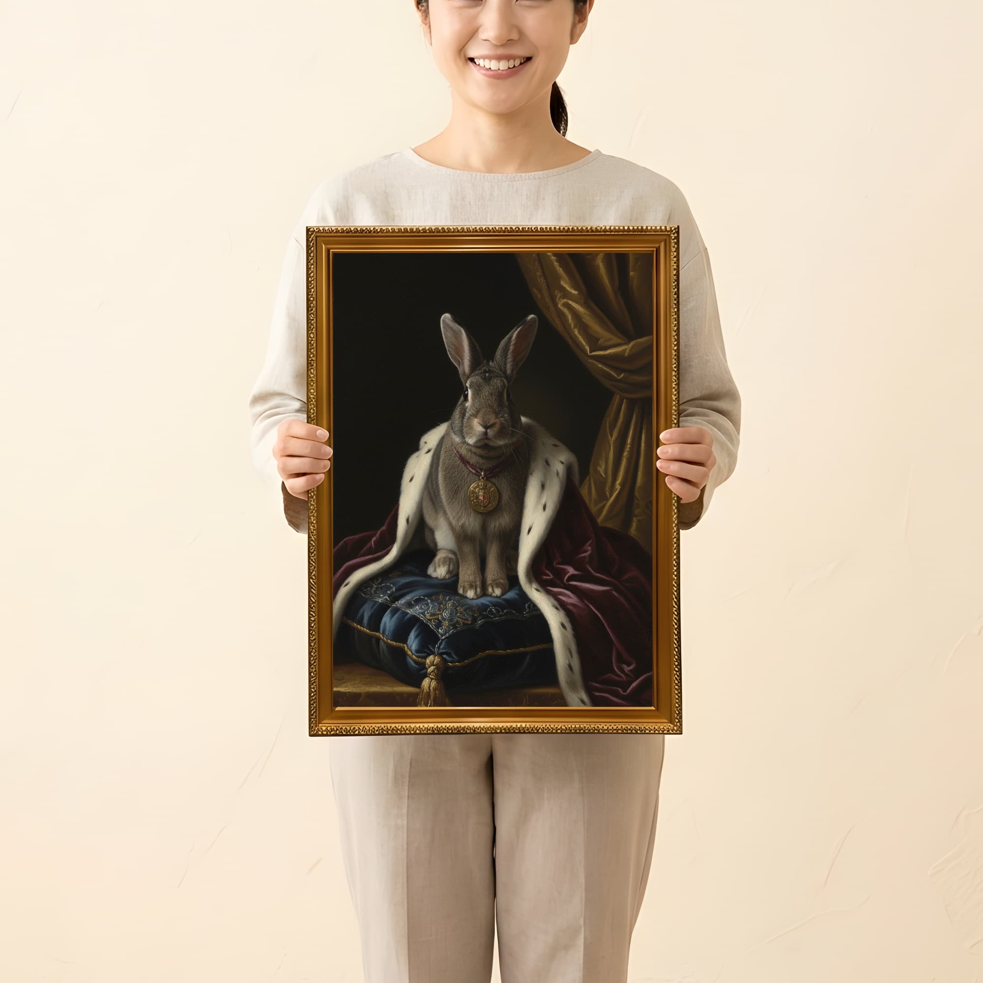 フレミッシュジャイアントのルネサンス肖像画額装プリント(A3サイズ) 2