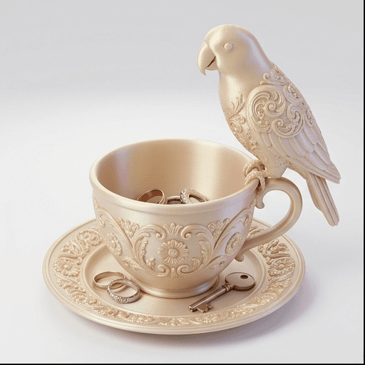 オオハナインコのルネサンス肖像画アクセサリートレイ(シルクゴールド)