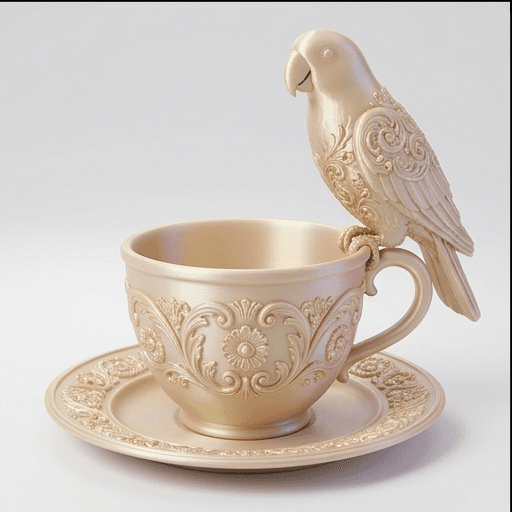オオハナインコのルネサンス肖像画アクセサリートレイ(シルクゴールド) 3