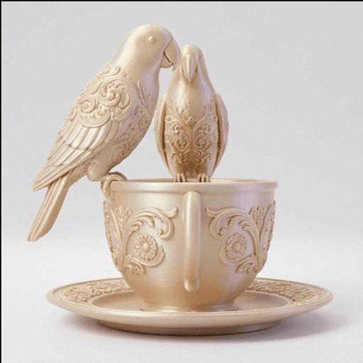 オオハナインコのルネサンス肖像画アクセサリートレイ(シルクゴールド) 4