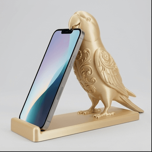 アレクサンドリンインコのルネサンス肖像画スマホスタンド(シルクゴールド)