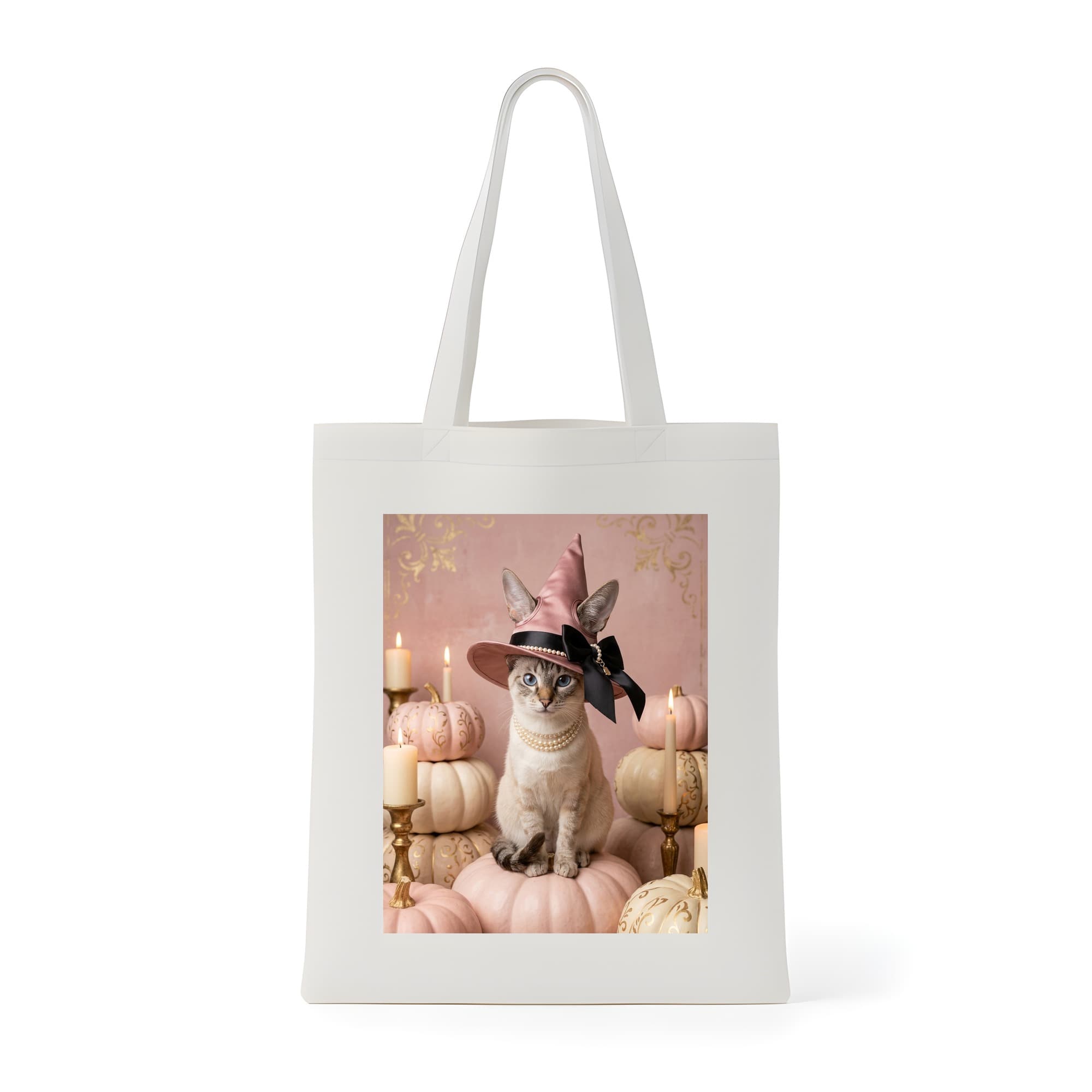 Tonkinese Pumpkin & Candlelight Oil-Painting Halloween Tote Bag