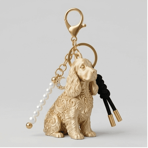 cocker spaniel Renaissance Portrait Keychain (Silky Gold)