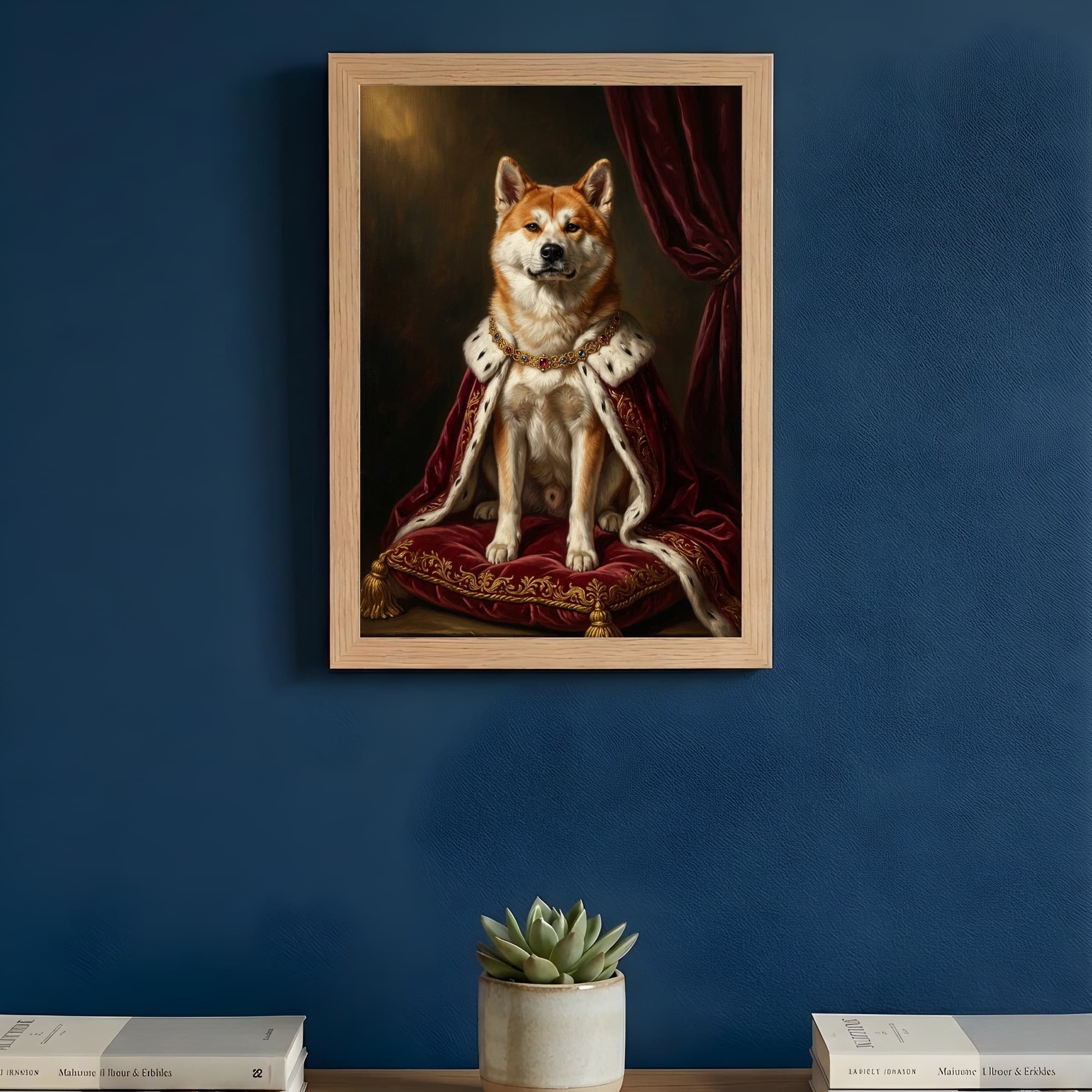 秋田犬のルネサンス肖像画額装プリント(A4サイズ) 3
