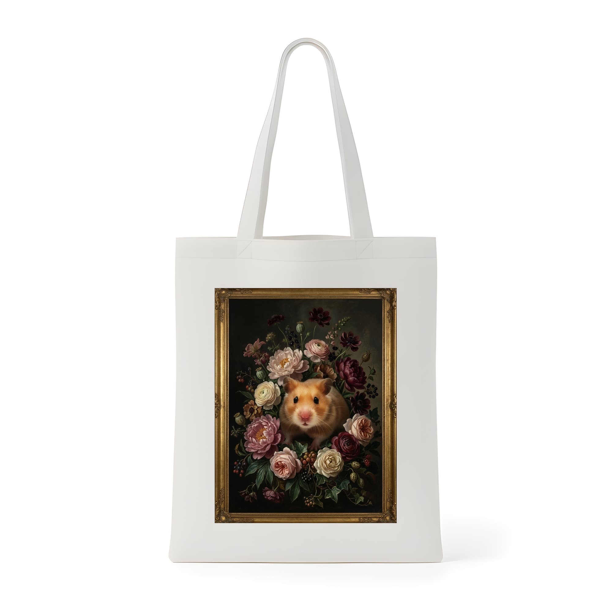 Golden hamster Floral Oil-Painting Floral Tote Bag