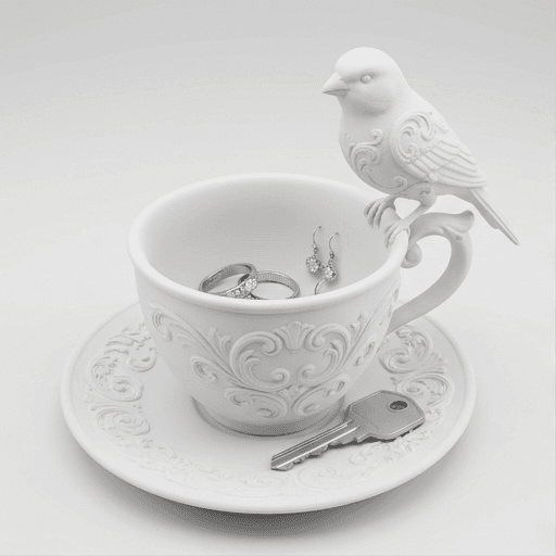 カナリアのルネサンス肖像画アクセサリートレイ(マットホワイト)