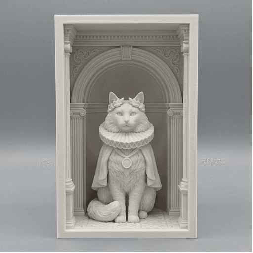 ノルウェージャンフォレストキャットのルネサンス肖像画ブックヌーク