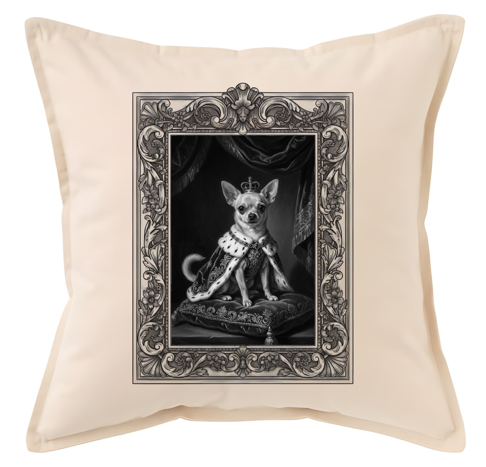 chihuahua Renaissance Portrait Throw Cushion (Framed Design)
