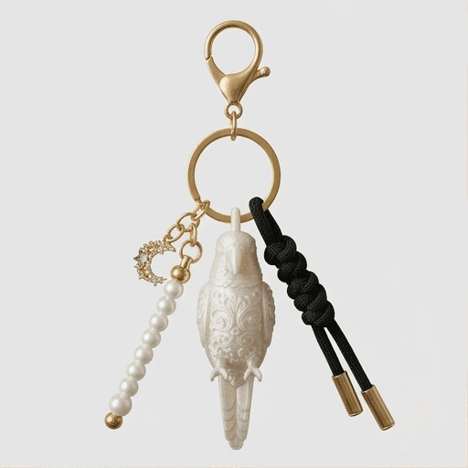 Jenday Conure Renaissance Portrait Keychain (Pearl White)