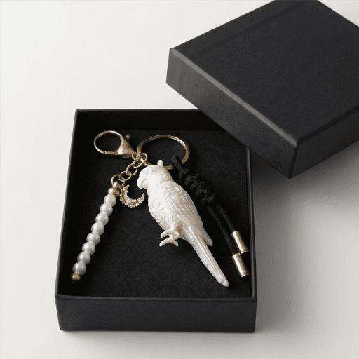 Jenday Conure Renaissance Portrait Keychain (Pearl White) 4