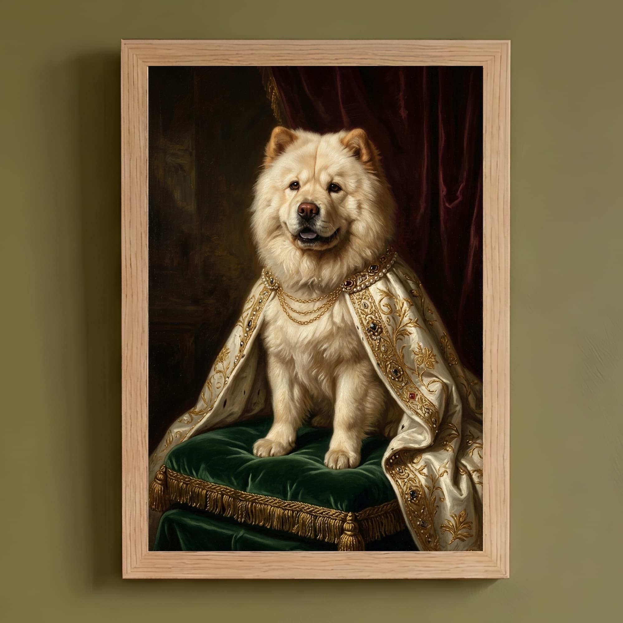 チャウチャウのルネサンス肖像画額装プリント(A4サイズ)