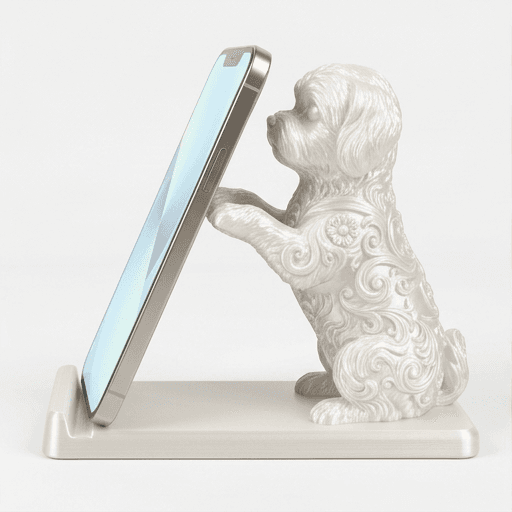 マルチーズのルネサンス肖像画スマホスタンド(シルクホワイト)