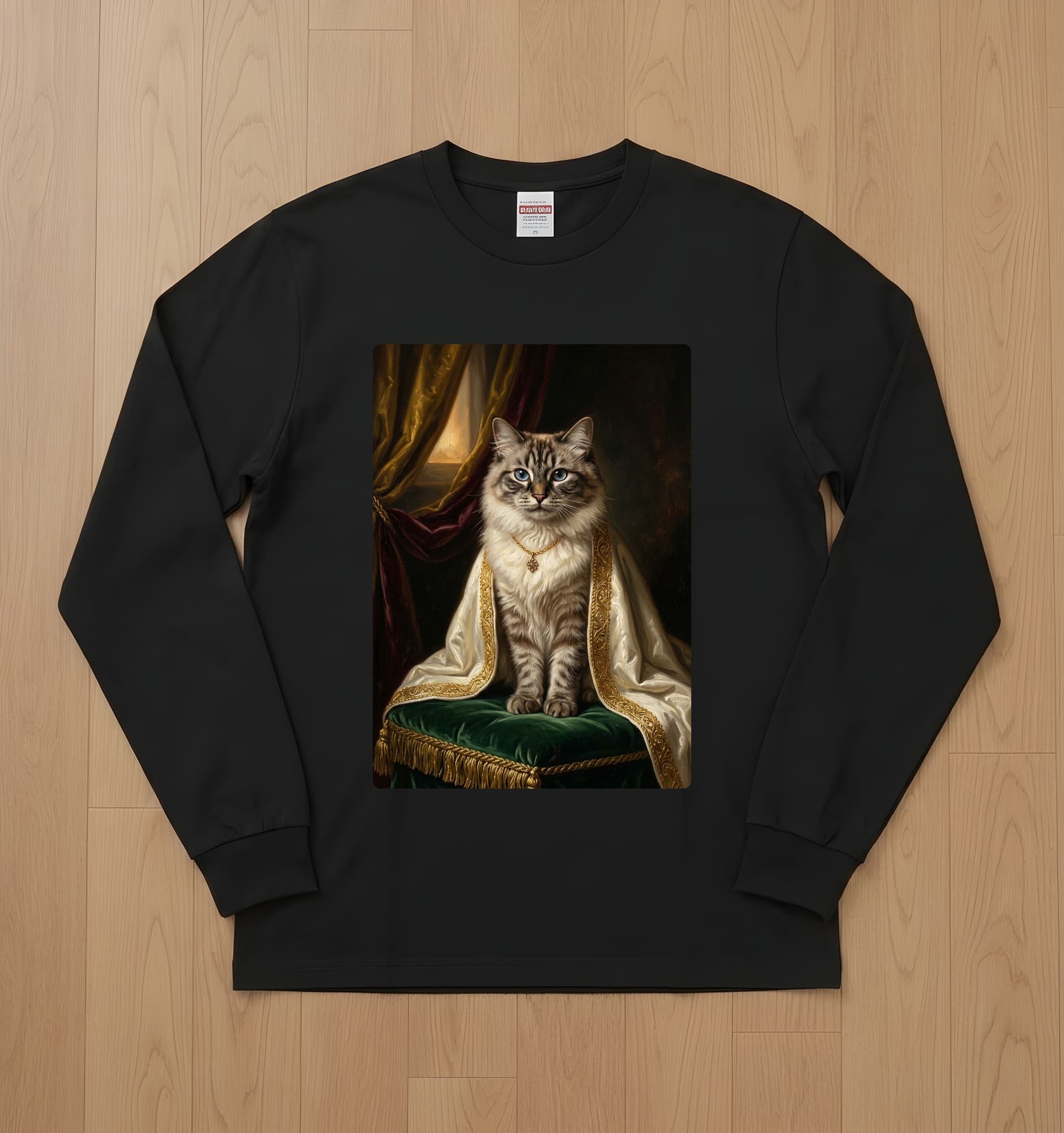 ヒマラヤンのルネサンス肖像画長袖Tシャツ(ブラック)