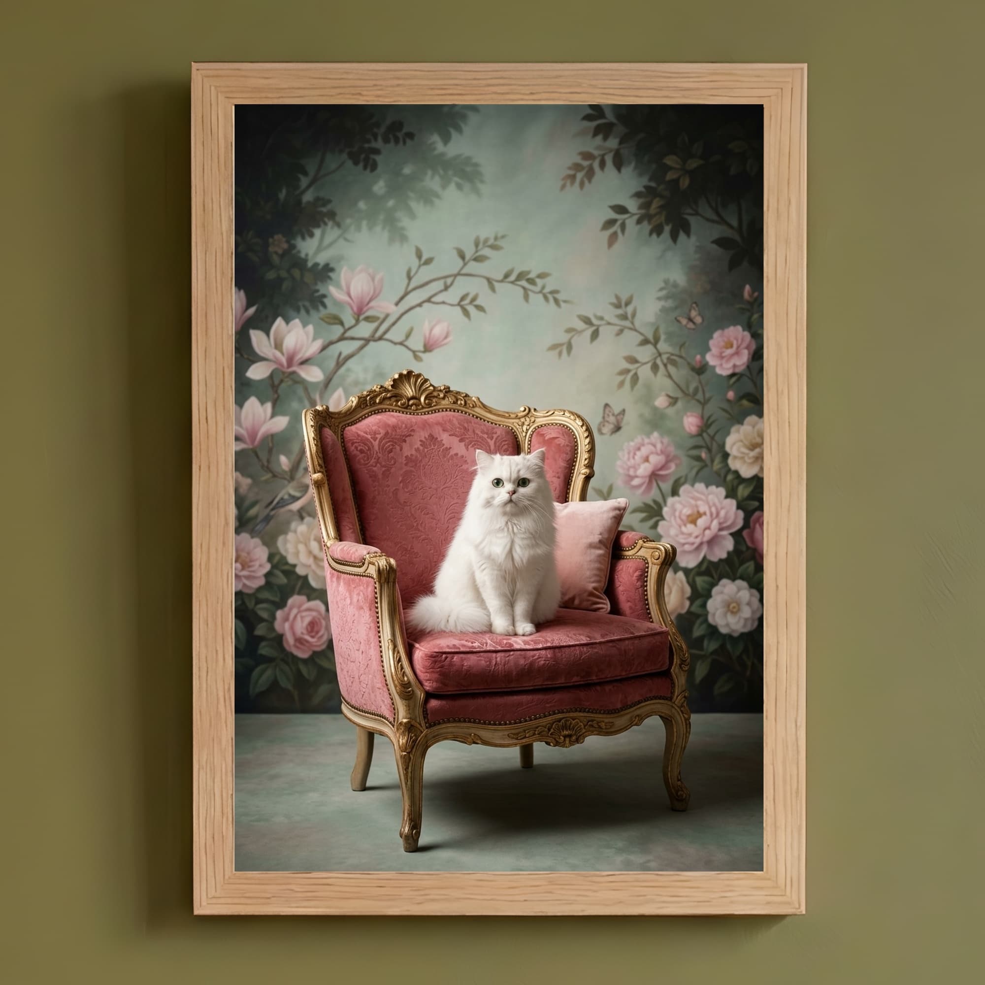 Persian Shabby Pink Oil-Painting Rococo Framed Art Print (A4)