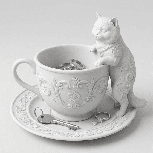 チンチラペルシャのルネサンス肖像画アクセサリートレイ(マットホワイト)