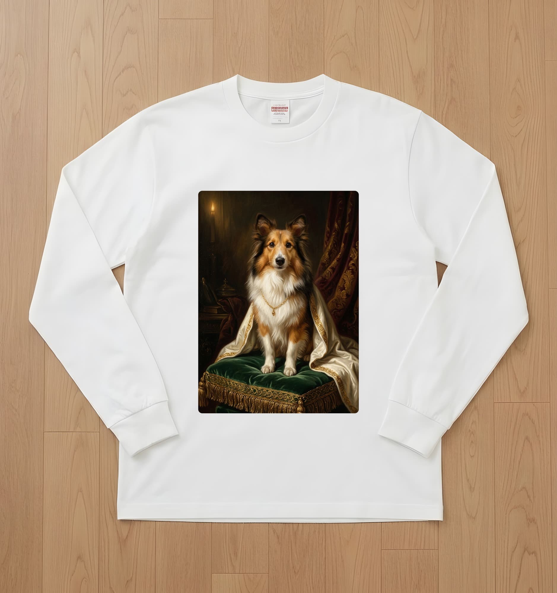Shetland sheepdog Renaissance Portrait Long Sleeve T-Shirt (White)
