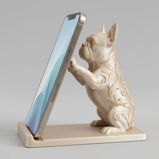 フレンチブルドッグのルネサンス肖像画スマホスタンド(シルクゴールド)