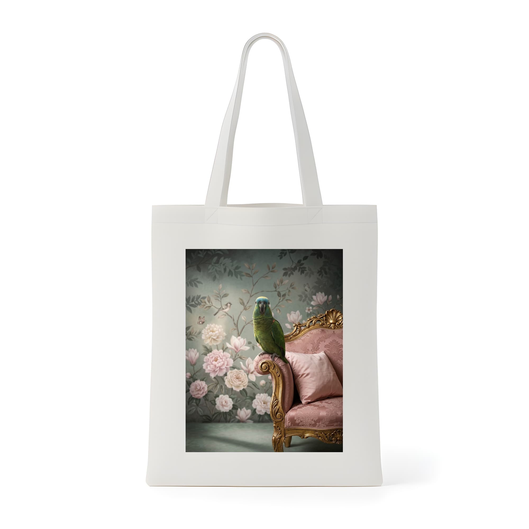 Blue-fronted Amazon Shabby Pink Oil-Painting Rococo Tote Bag
