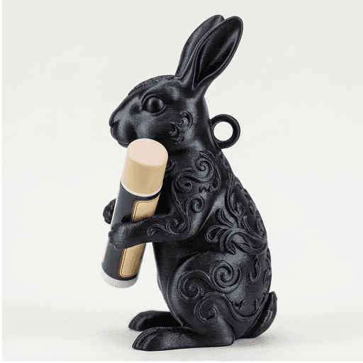 Harlequin rabbit Renaissance Portrait Lip Balm Case (Silky Black) 2