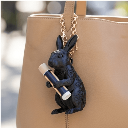 Harlequin rabbit Renaissance Portrait Lip Balm Case (Silky Black) 4