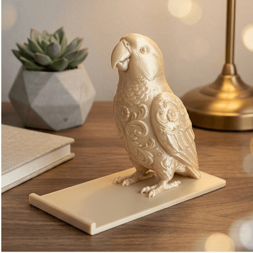 オオハナインコのルネサンス肖像画スマホスタンド(シルクゴールド) 2
