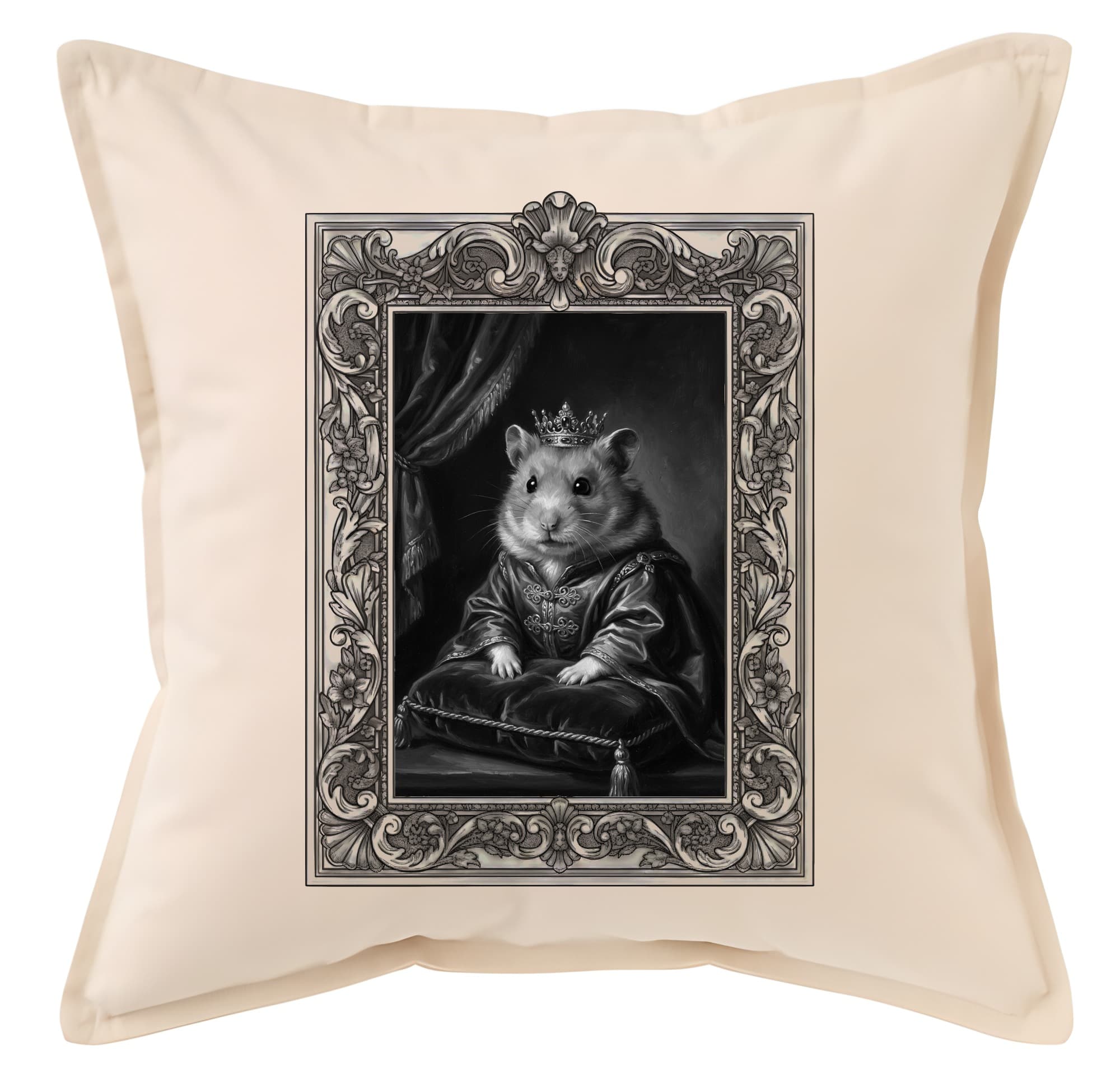 Golden hamster Renaissance Portrait Throw Cushion (Framed Design)