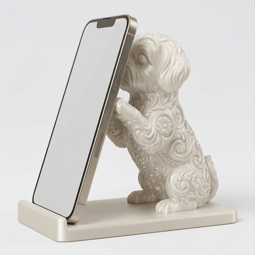 マルチーズのルネサンス肖像画スマホスタンド(シルクホワイト)